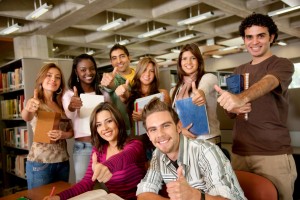 Group of young people at the library